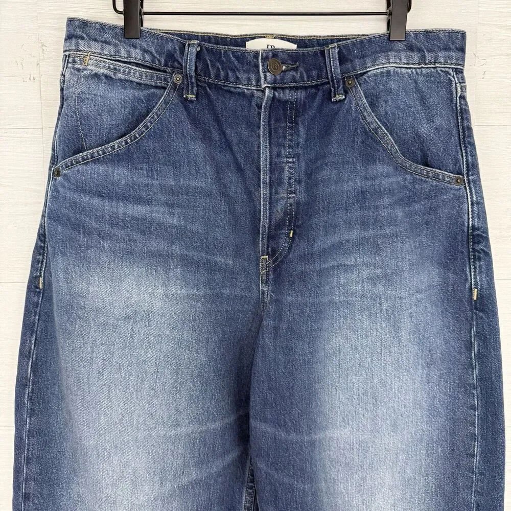 Banana Republic High Rise Rigid Bow Jeans 31 Blue‎ Horseshoe Barrel Leg NO BELT - Picture 3 of 16